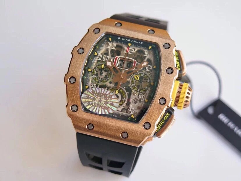 KV理查德米尔RM11-03RG系列运动新潮的飞返计时自动机械男士橡胶带手表表