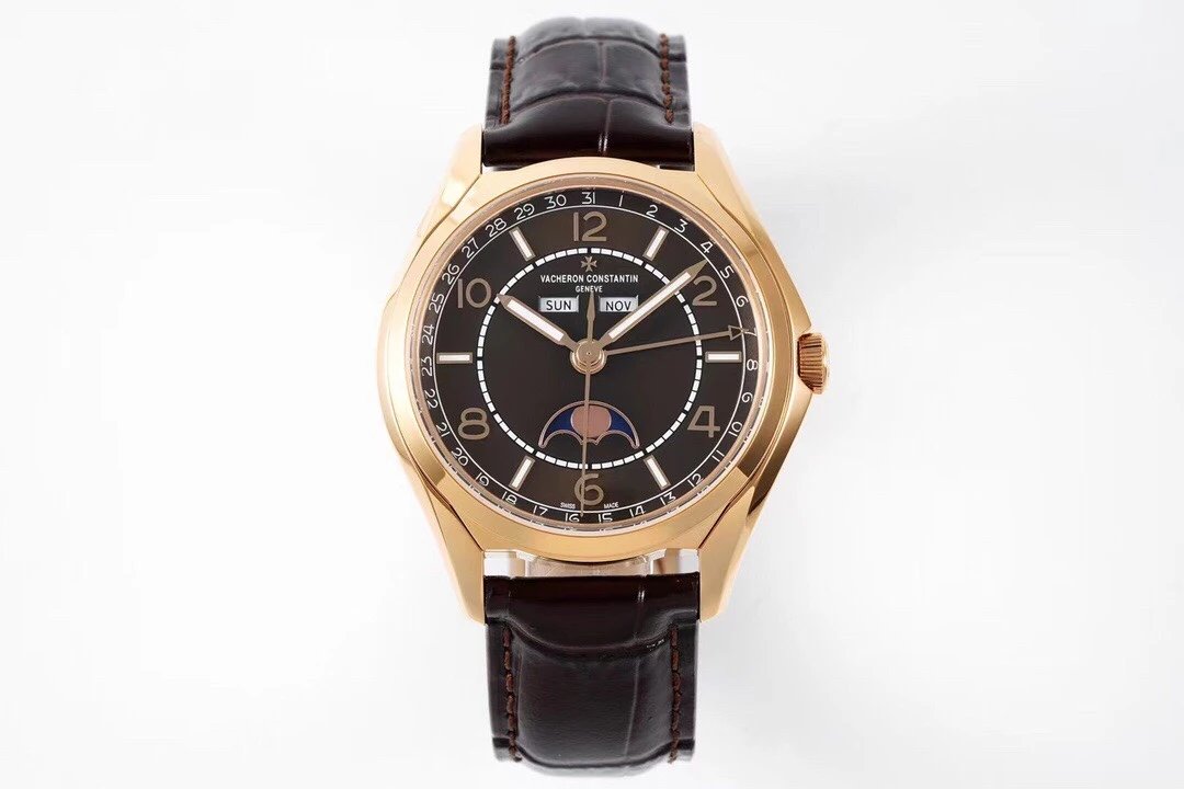 ZF厂江诗丹顿伍陆之型系列4000E/000R-B065玫瑰金咖啡面月相男士机械皮带手表