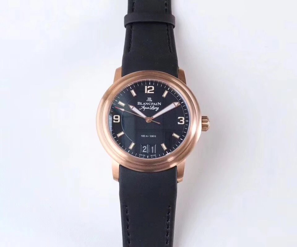 HG厂宝珀领袖系列2850B-3630A-64B玫瑰金大日历男士机械皮带手表