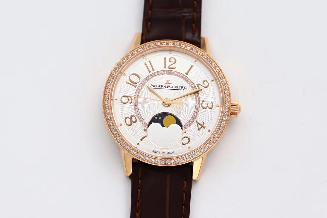 ZF积家约会系列3472530金色镶钻月相皮带女士机械手表