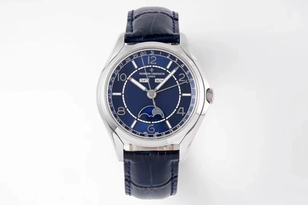 ZF厂江诗丹顿伍陆之型系列4000E/000A-B548蓝盘月相皮带男士机械手表