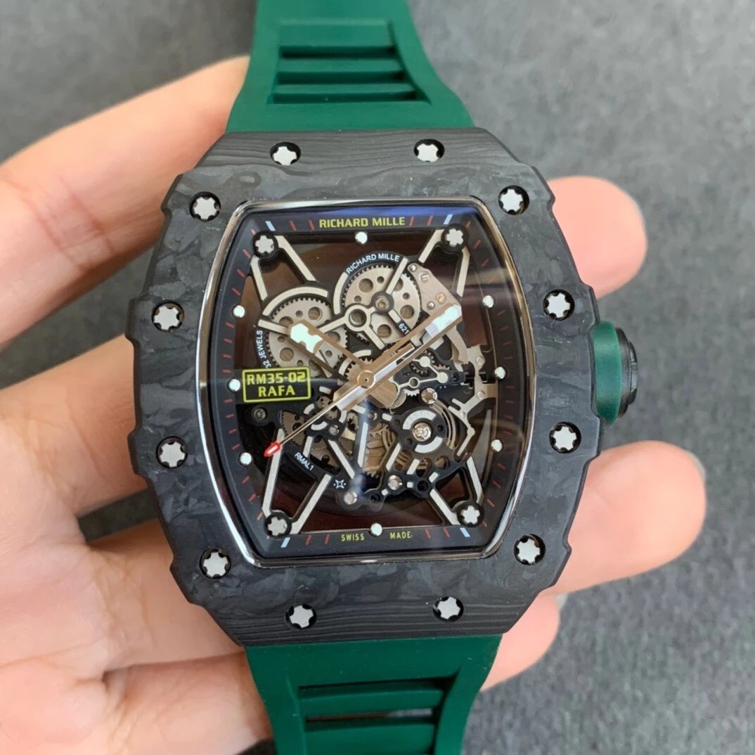 KV理查德米勒RM035-02碳纤维绿色胶带男士机械手表