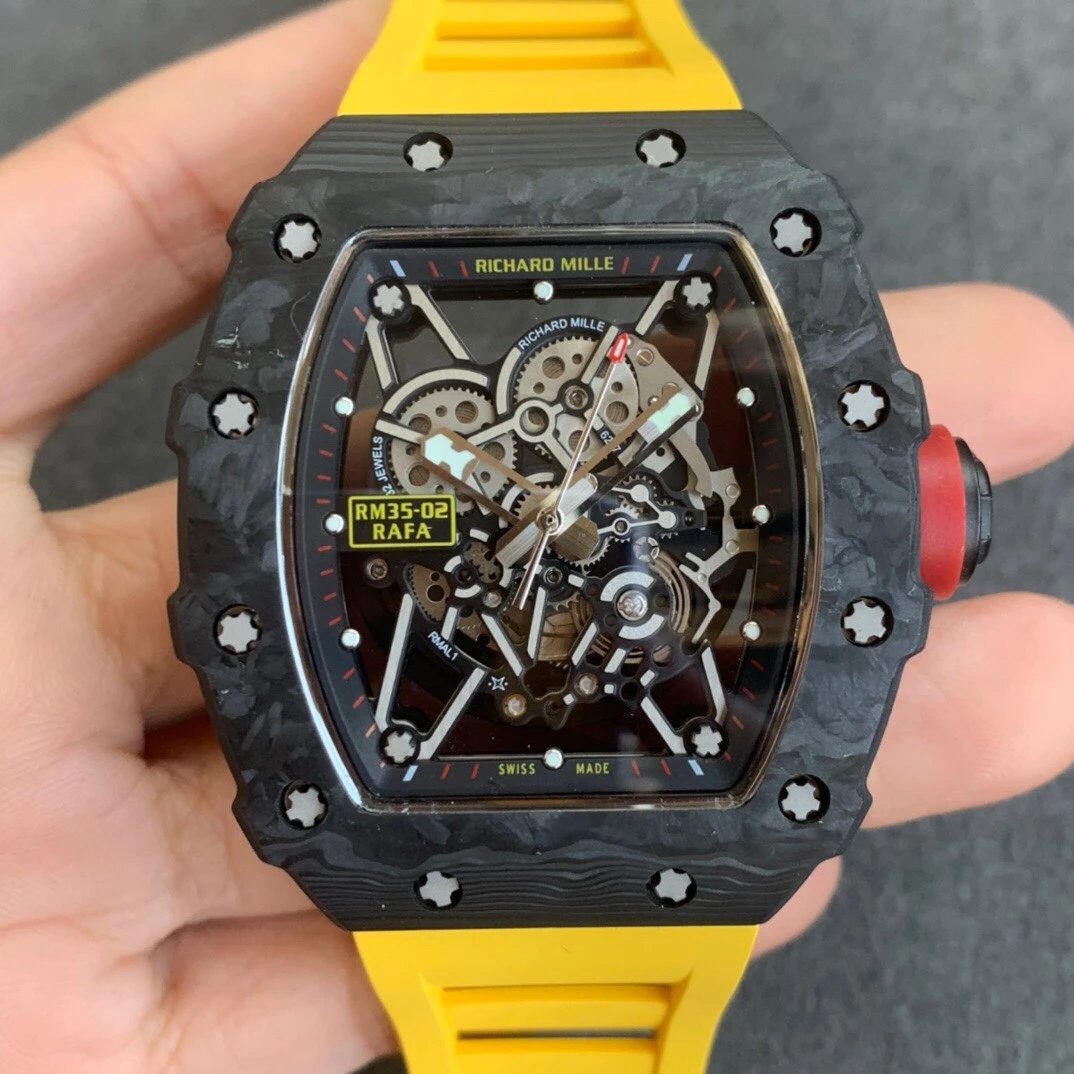 KV理查德米勒RM035-02碳纤维黄色胶带男士机械手表
