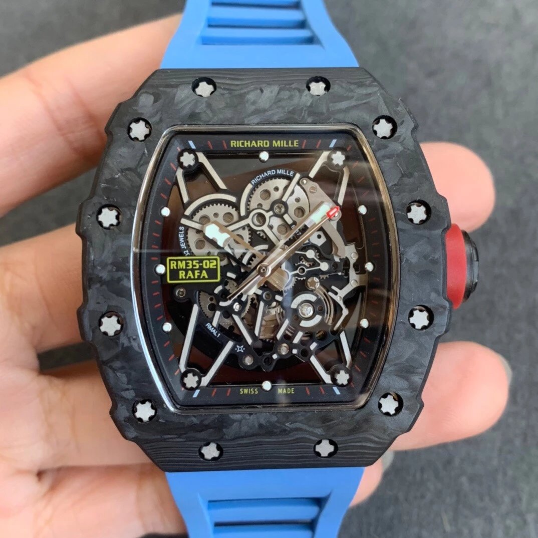 KV理查德米勒RM035-02碳纤维蓝色胶带男士机械手表