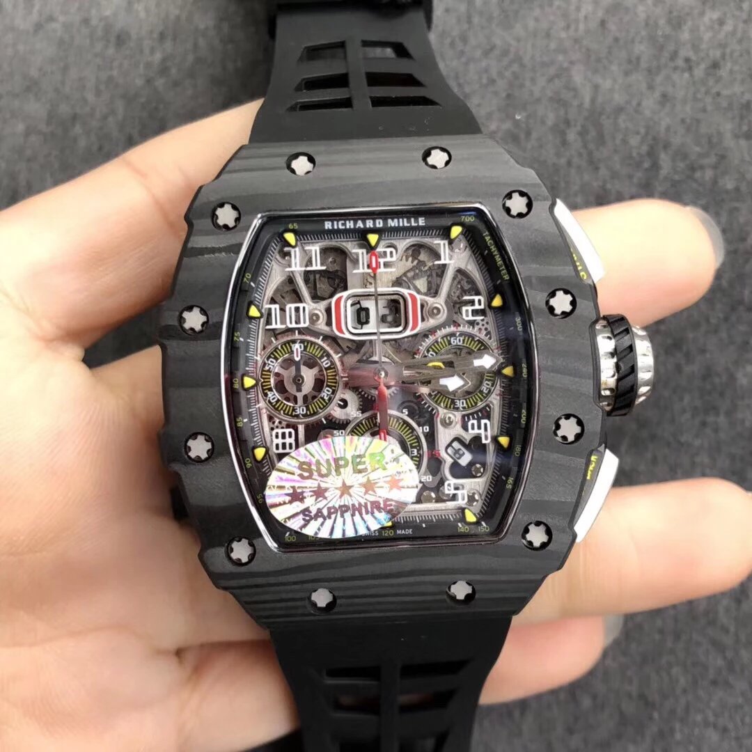 KV厂理查德米勒RM011-03碳纤维计时黑色胶带男士机械手表