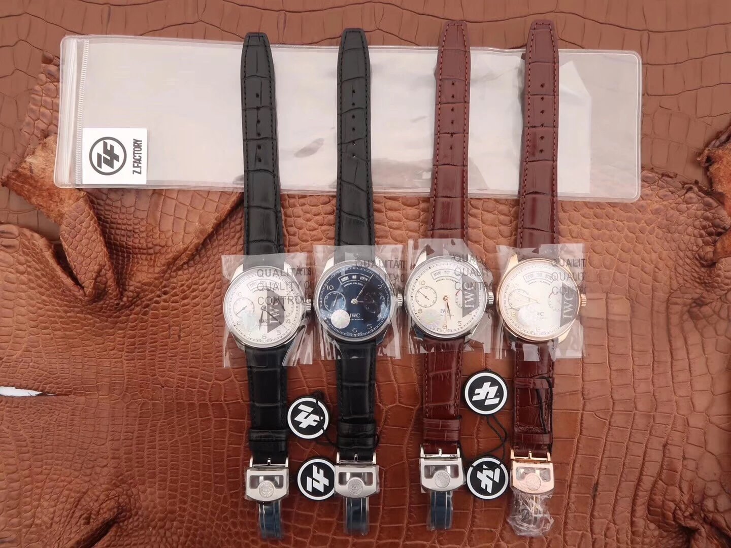 ZF厂手表葡萄牙系列年历腕表，最新版本，集时分针、日期、星期、月份和动显功能，真皮男士休闲腕表